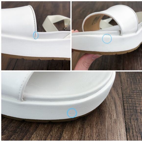 UGG Platform Sandal Ankle Wrap Square Toe Chunky Strappy Lennox Size 11 White - Picture 9 of 13